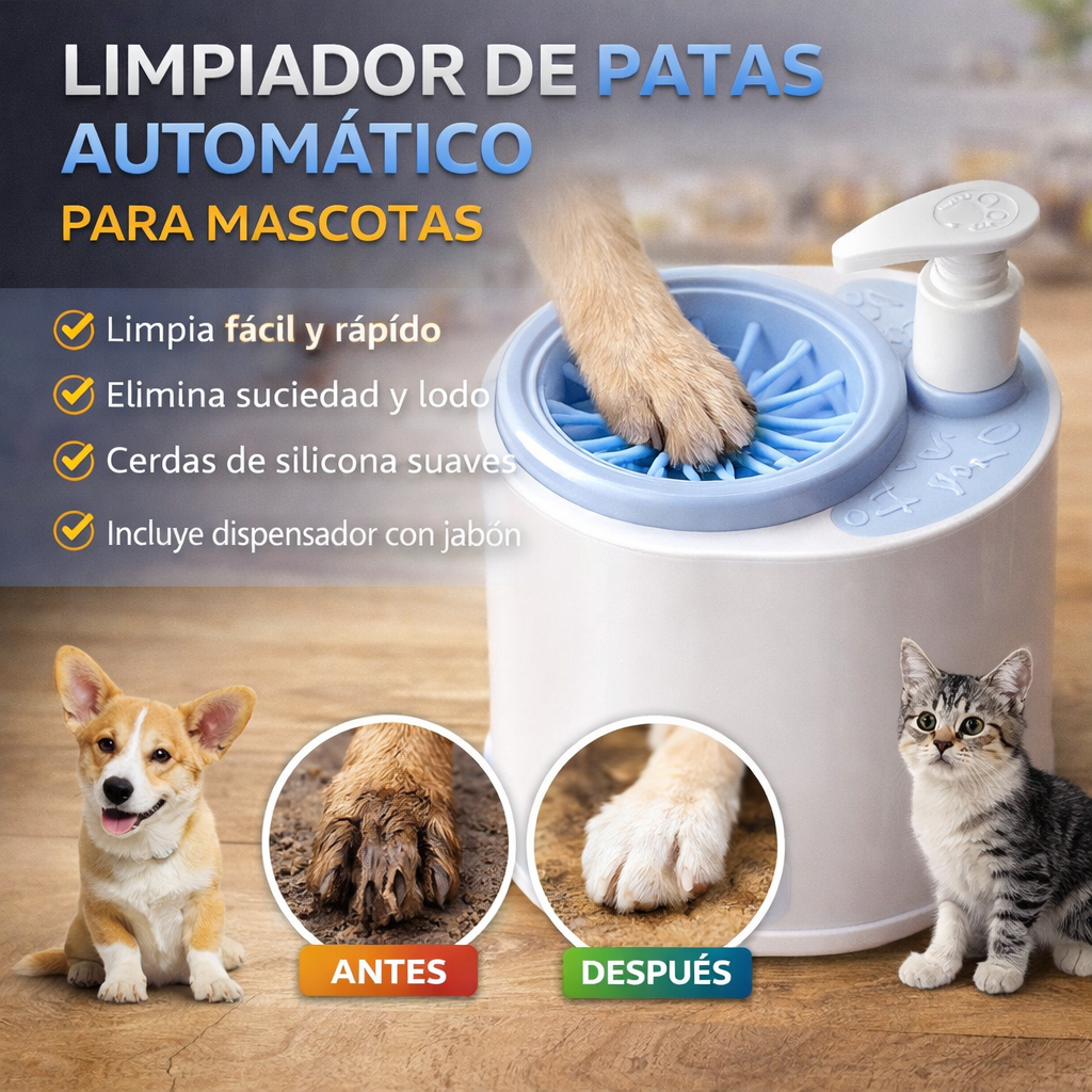 Limpiador automático de patas para mascotas