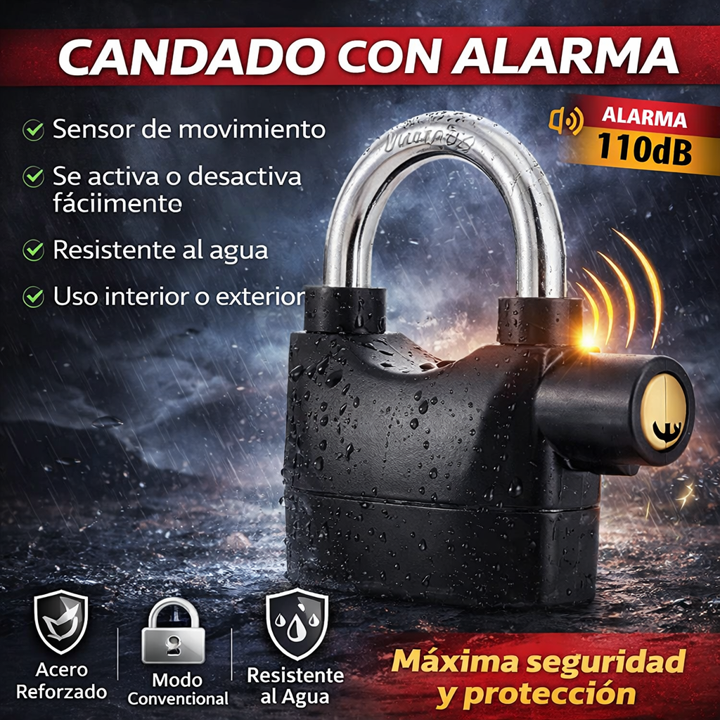 Candado de seguridad con alarma integrada